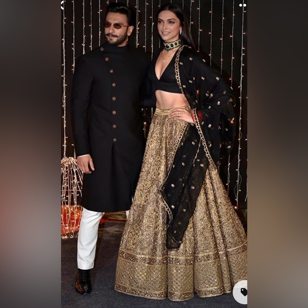 Stunning Gold Net Lengha with Choice Of Black Top